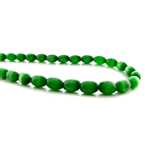 6X8mm Fiberoptic Cats Eye Oval/Rice Brt Green 68CE02