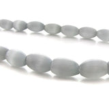 6X8mm Fiberoptic Cats Eye Oval/Rice Gray 68CE18