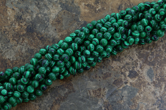 6mm Gemstone Rounds Malachite B GR14