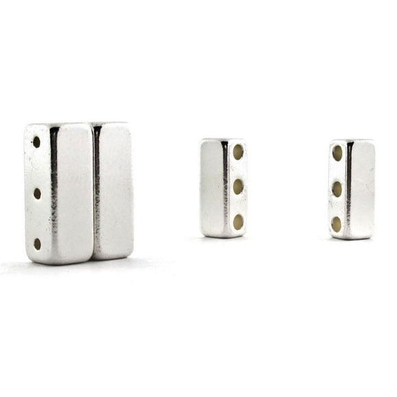 Magnetic Clasp 3 Hole Silver Plated Set of 10 MC08