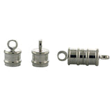 Ridged Silverplated 6mm Loop End Barrel Magnetic Clasp Set Of 10 MC20