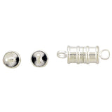 Ridged Silverplated 6mm Loop End Barrel Magnetic Clasp Set Of 10 MC20