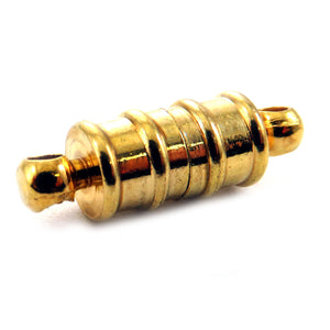 6mm Loop End Barrel Magnetic Clasp Set Of 10 Ridged Gold Plate MC21