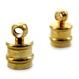 6mm Loop End Barrel Magnetic Clasp Set Of 10 Ridged Gold Plate MC21