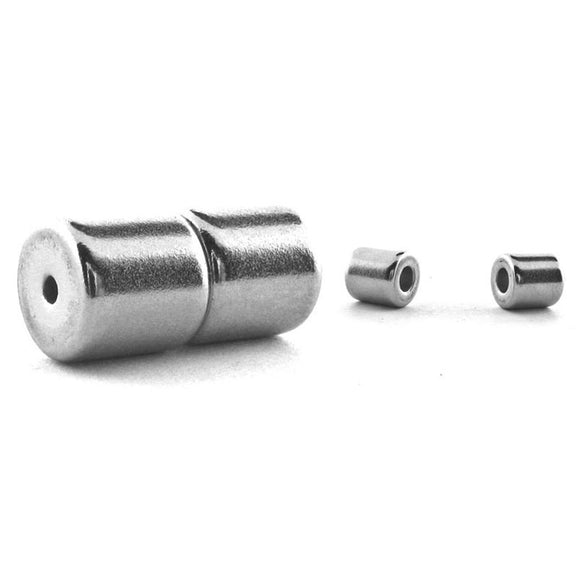 Magnetic Clasp Barrel Silvertone Set Of 10 MC41