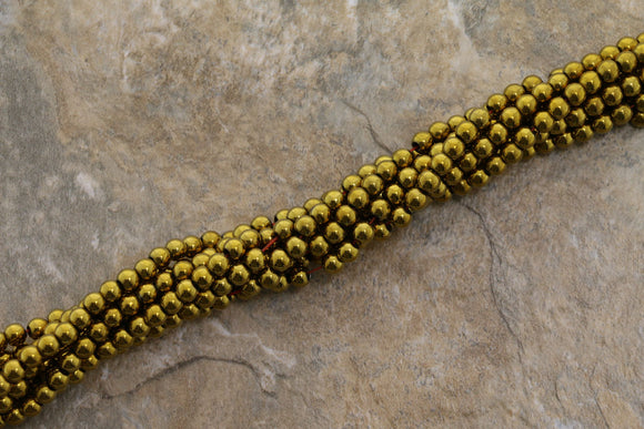 4mm Magnetic Hematite Goldplate Round Mh35