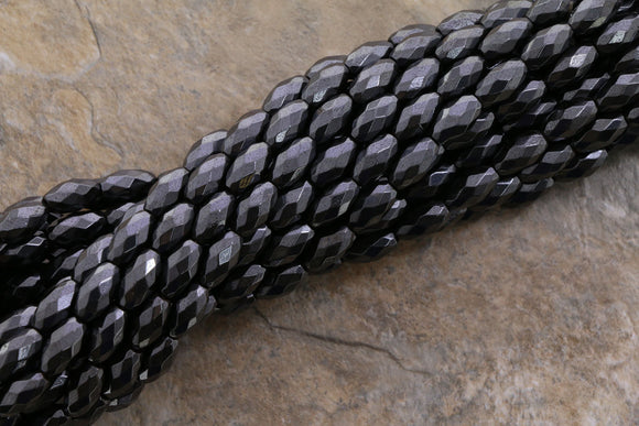 6x12mm Magnetic Hematite Faceted Rice  MH59
