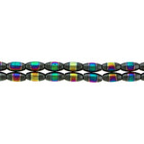 6X12mm Magnetic Hematite Rice With Rainbow Striped Center Mh62