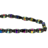 6X12mm Magnetic Hematite Twist With Rainbow Center MH63