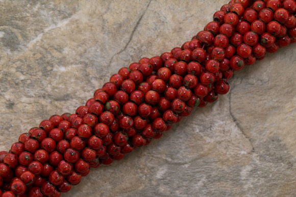 6mm Marbelized Red Magnetic Round MM15