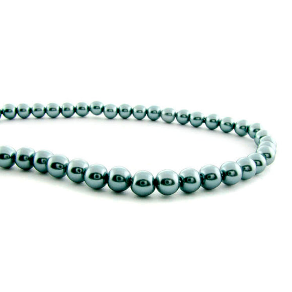 6mm Magnetic Pearl Slate Aqua Round MP25