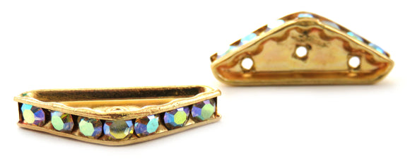 22mm Spacer Bridge Goldplate 3-Hole Triange Crysteal Ab SPC05 - Mi Amore