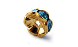 6mm Spacer Goldplate Aqua Crystal Rondelle SPC11 - Mi Amore