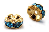 6mm Spacer Goldplate Aqua Crystal Rondelle SPC11 - Mi Amore