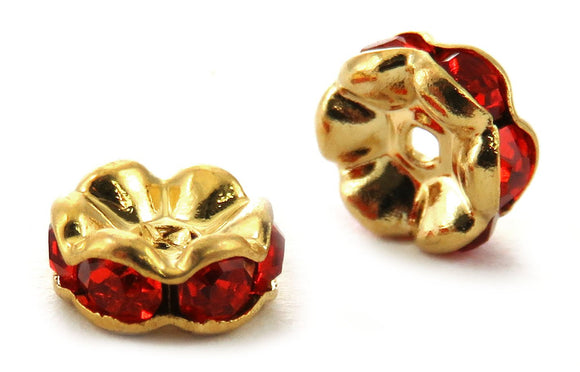 6mm Spacer Goldplate Red Crystal Rondelle SPC13 - Mi Amore