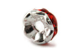 6mm Spacer Silverplate Red Crystal Rondelle SPC14 - Mi Amore