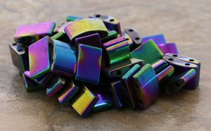 10X18mm Magnetic Spacer Rainbow 2-Hole Half-Oval 50Pc SPMG09