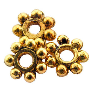 Metal Spacer Antique Goldplate Thin Daisy SPMT08